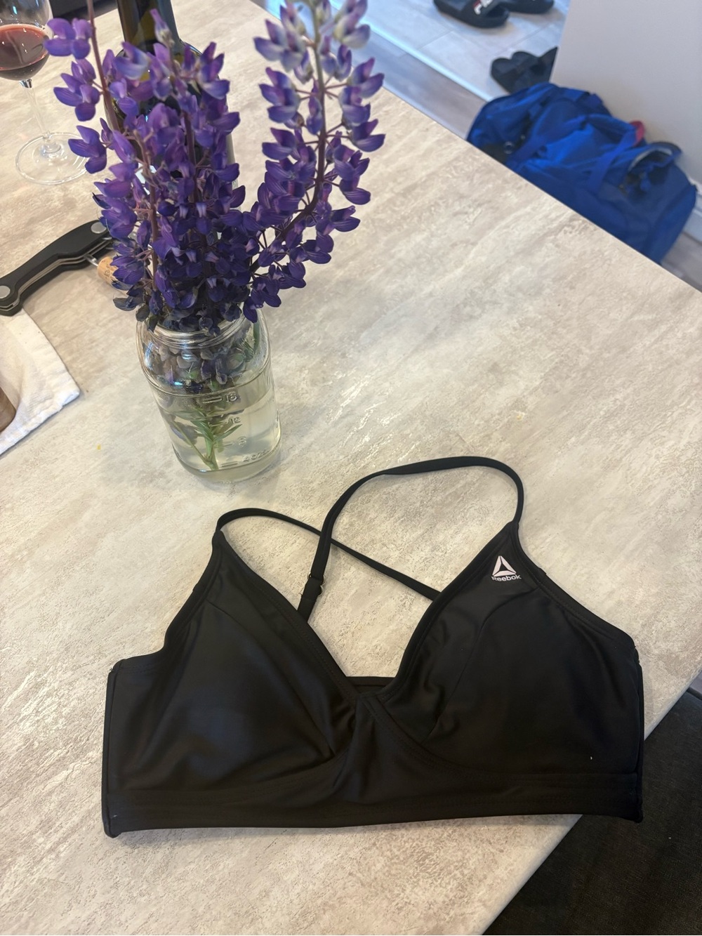 Reebok Black Crisscross swim top
